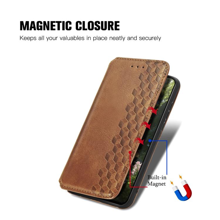 For Redmi Turbo 5 Max 5G Cubic Grid Pressed Magnetic Leather Phone Case