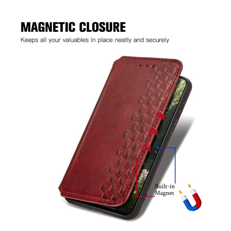 For Redmi Turbo 5 Max 5G Cubic Grid Pressed Magnetic Leather Phone Case