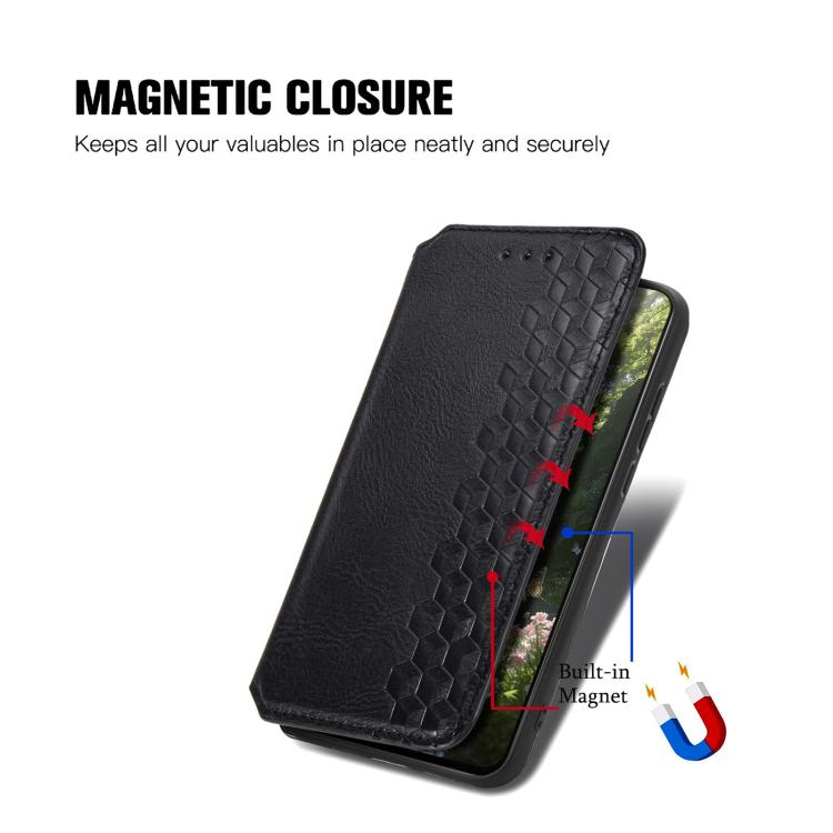 For Xiaomi Poco X8 Pro Max 5G Cubic Grid Pressed Magnetic Leather Phone Case