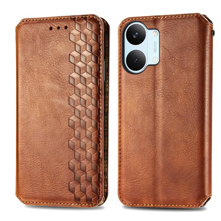 For Xiaomi Poco X8 Pro Max 5G Cubic Grid Pressed Magnetic Leather Phone Case