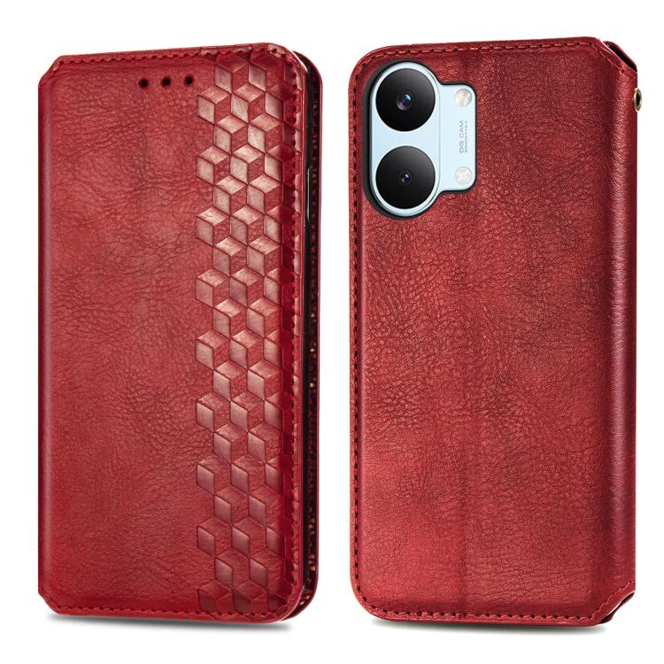 For Xiaomi Poco X8 Pro Max 5G Cubic Grid Pressed Magnetic Leather Phone Case