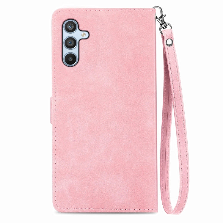 For Samsung Galaxy A36 5G Embossed Flower Zipper Leather Phone Case