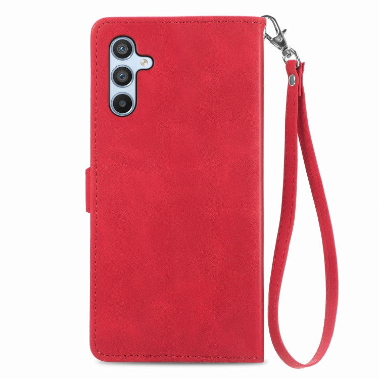 For Samsung Galaxy A36 5G Embossed Flower Zipper Leather Phone Case