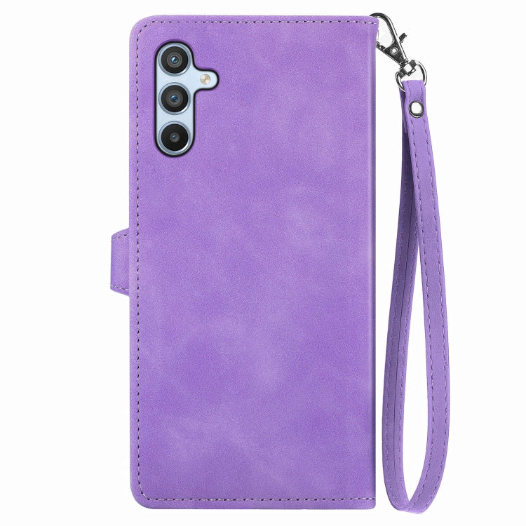 For Samsung Galaxy A36 5G Embossed Flower Zipper Leather Phone Case