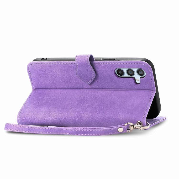 For Samsung Galaxy A36 5G Embossed Flower Zipper Leather Phone Case