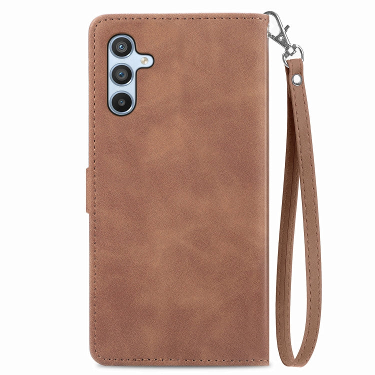 For Samsung Galaxy A36 5G Embossed Flower Zipper Leather Phone Case