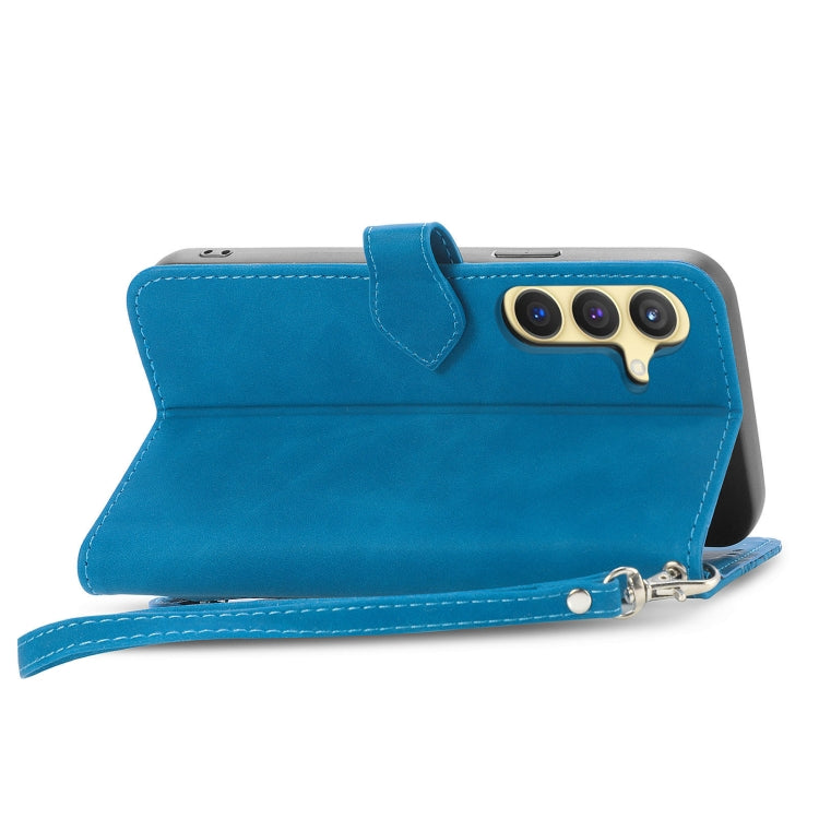 For Samsung Galaxy S25 5G Embossed Flower Zipper Leather Phone Case