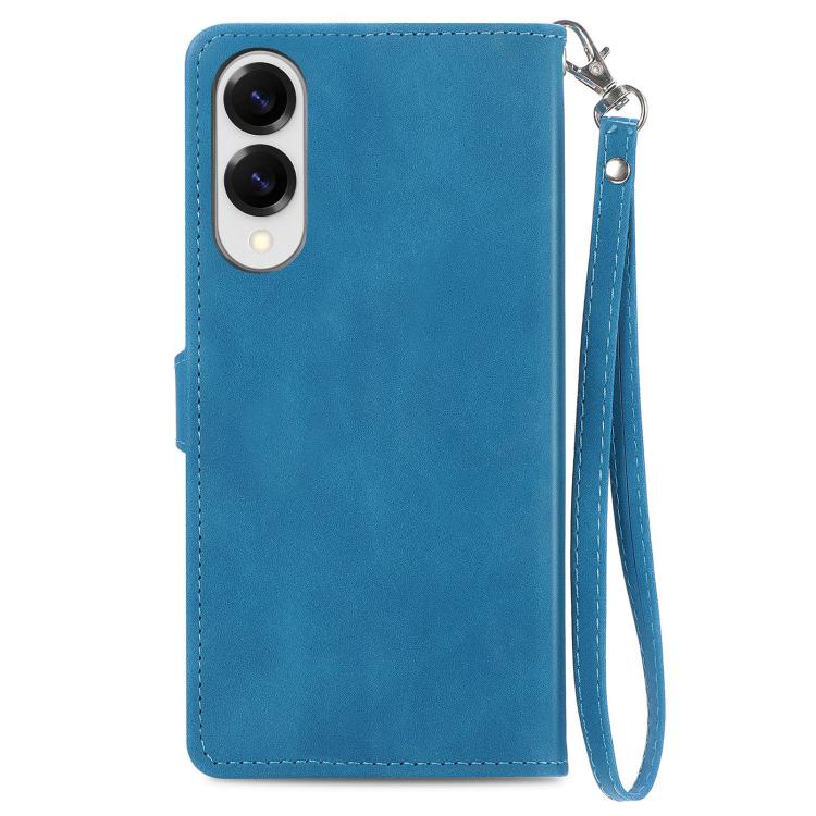 For Samsung Galaxy S25 Edge 5G Embossed Flower Zipper Leather Phone Case