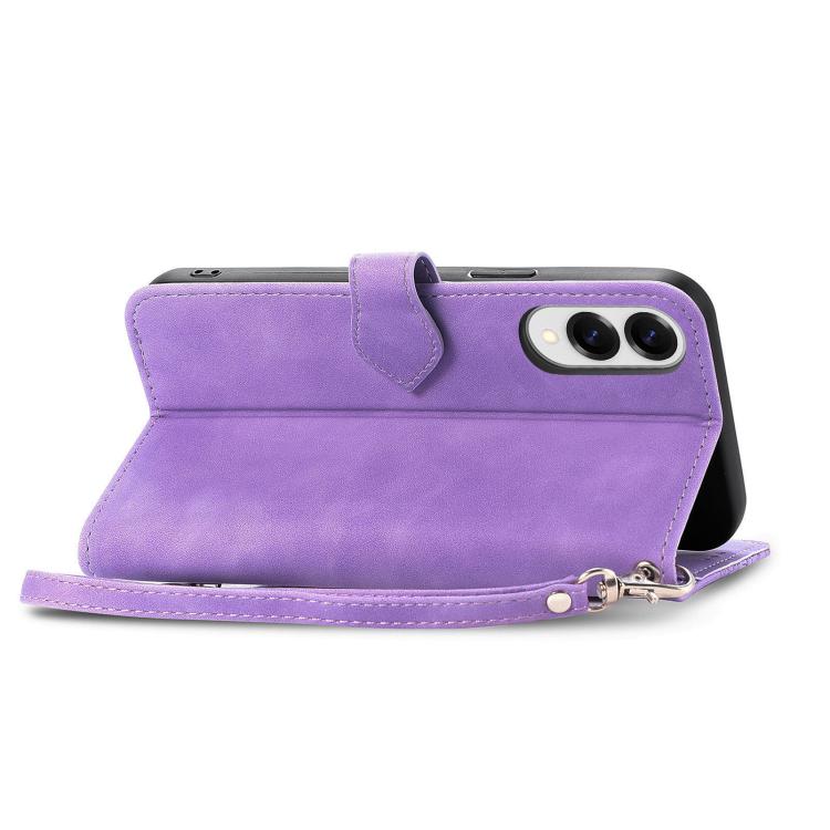 For Samsung Galaxy S25 Edge 5G Embossed Flower Zipper Leather Phone Case