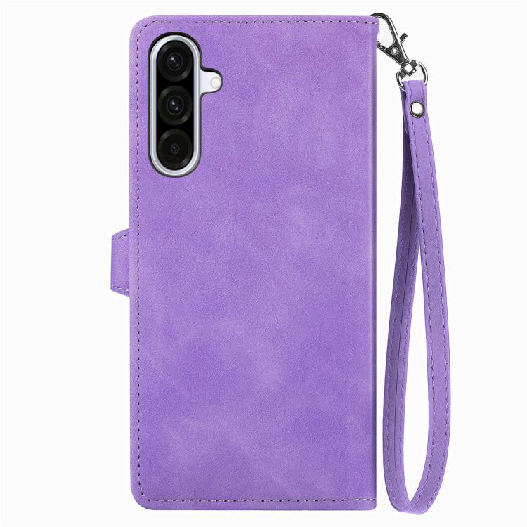 For Samsung Galaxy A56 5G Embossed Flower Zipper Leather Phone Case