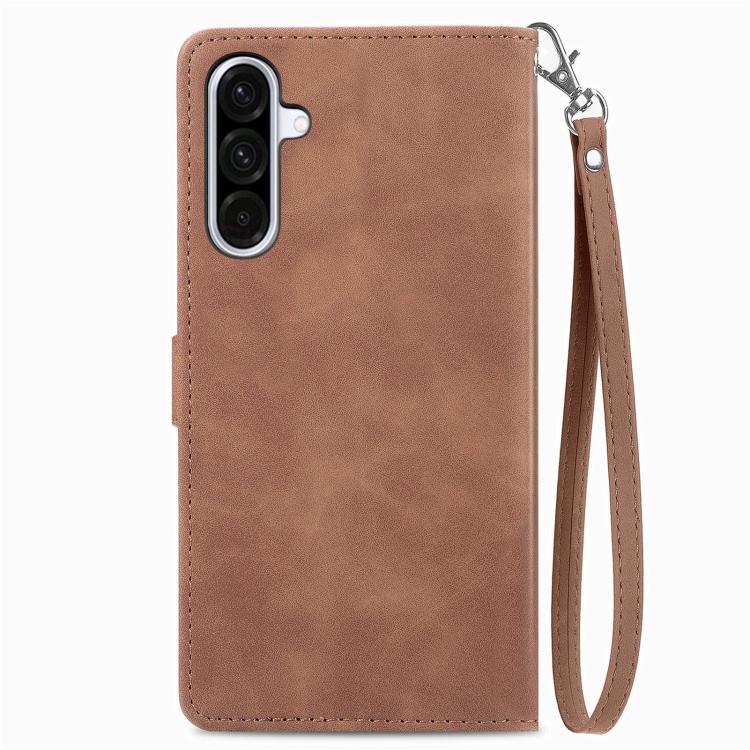 For Samsung Galaxy A56 5G Embossed Flower Zipper Leather Phone Case