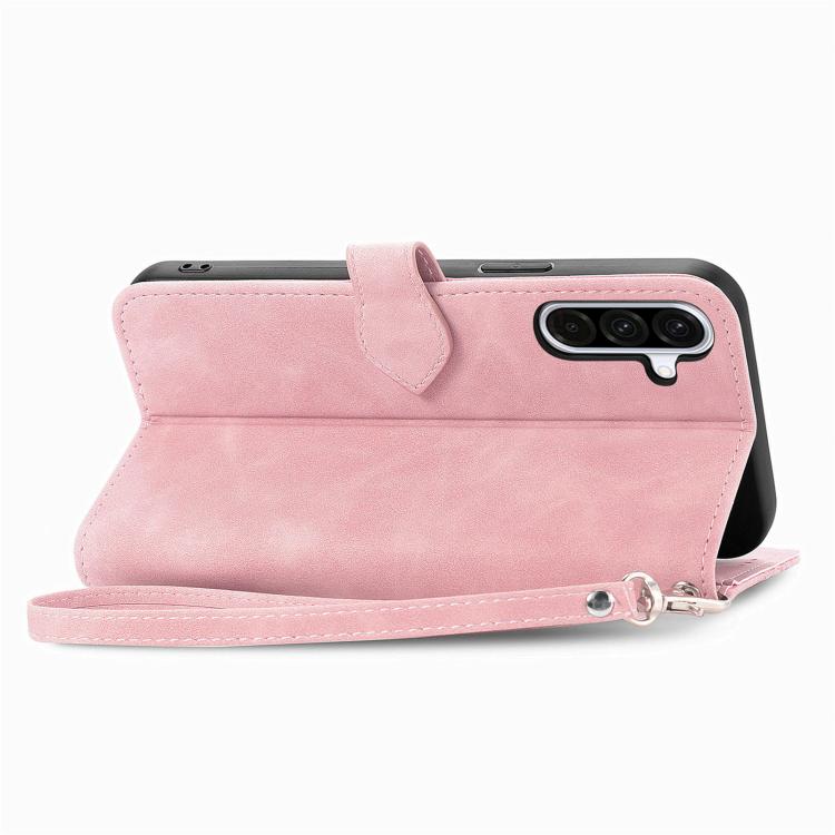 For Samsung Galaxy A57 5G Embossed Flower Zipper Leather Phone Case