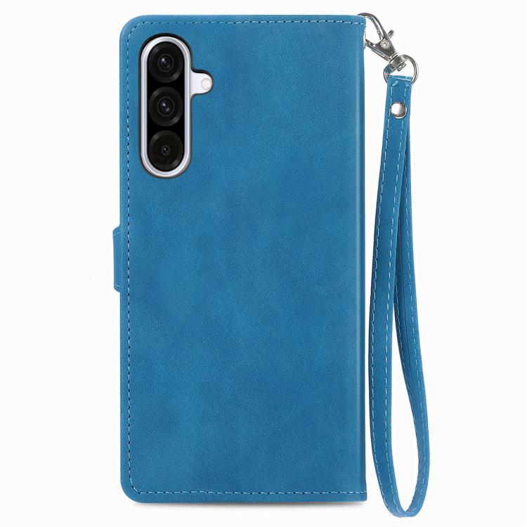 For Samsung Galaxy A57 5G Embossed Flower Zipper Leather Phone Case