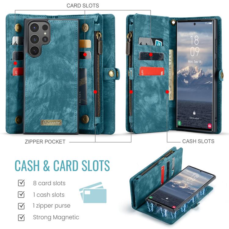For Samsung Galaxy S25 Ultra 5G CaseMe 008 Detachable Multifunctional Leather Phone Case