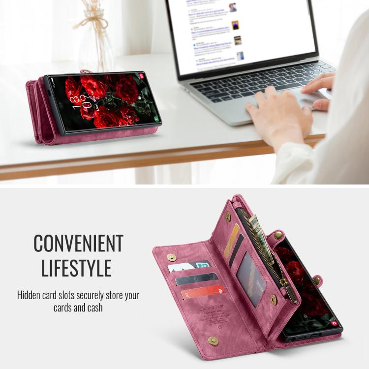 For Samsung Galaxy S25 Ultra 5G CaseMe 008 Detachable Multifunctional Leather Phone Case
