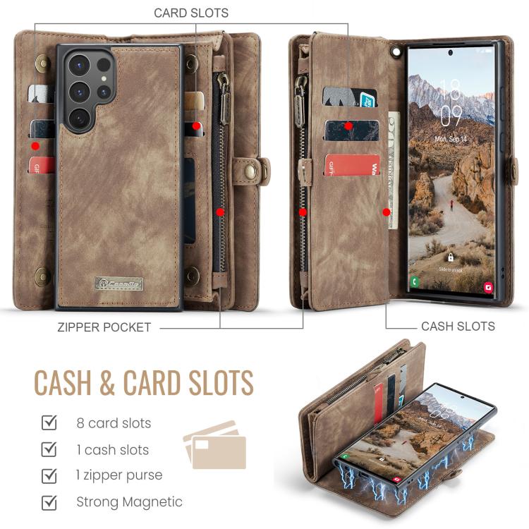 For Samsung Galaxy S25 Ultra 5G CaseMe 008 Detachable Multifunctional Leather Phone Case