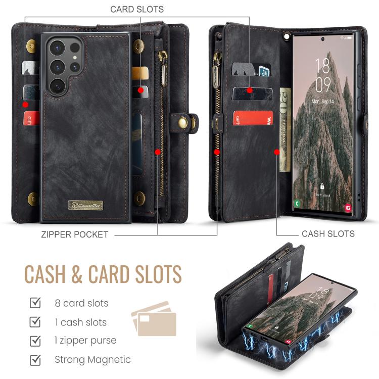 For Samsung Galaxy S25 Ultra 5G CaseMe 008 Detachable Multifunctional Leather Phone Case