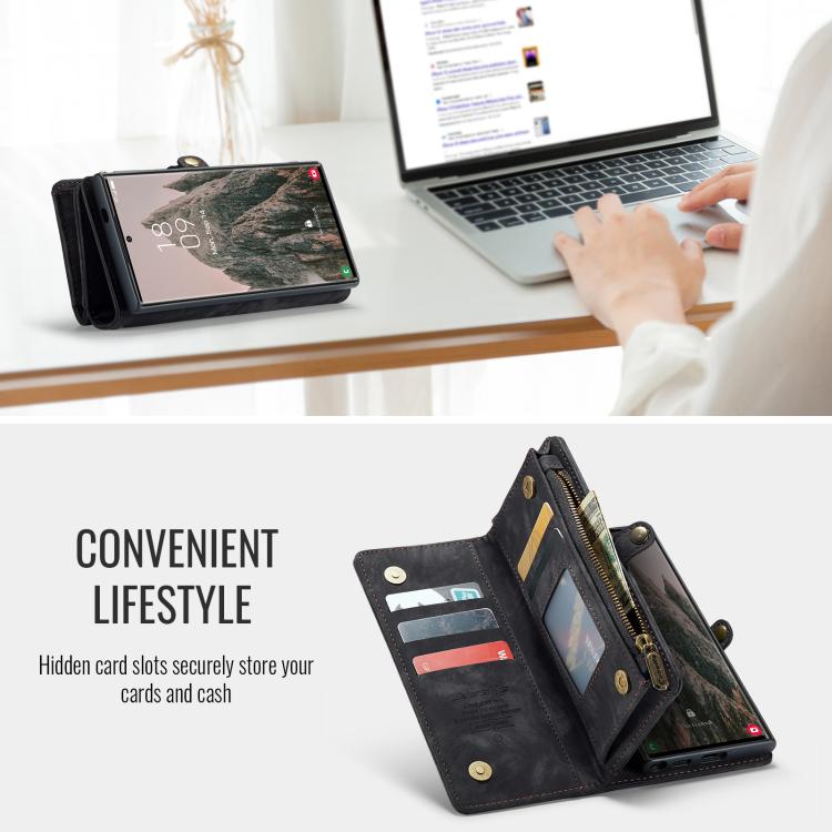 For Samsung Galaxy S25 Ultra 5G CaseMe 008 Detachable Multifunctional Leather Phone Case
