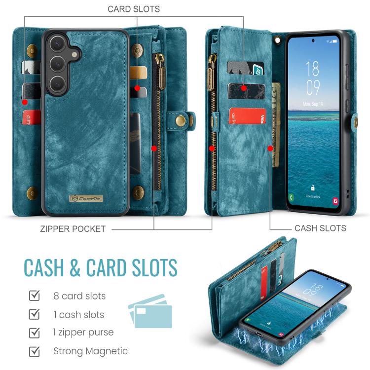 For Samsung Galaxy S25 5G CaseMe 008 Detachable Multifunctional Leather Phone Case