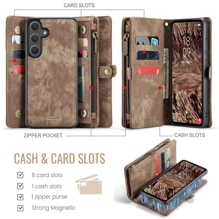 For Samsung Galaxy S25 5G CaseMe 008 Detachable Multifunctional Leather Phone Case