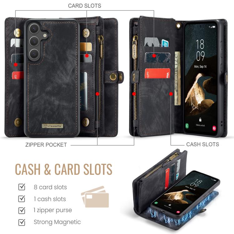 For Samsung Galaxy S25 5G CaseMe 008 Detachable Multifunctional Leather Phone Case