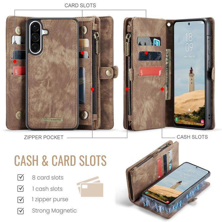 For Samsung Galaxy A36 5G CaseMe 008 Detachable Multifunctional Leather Phone Case