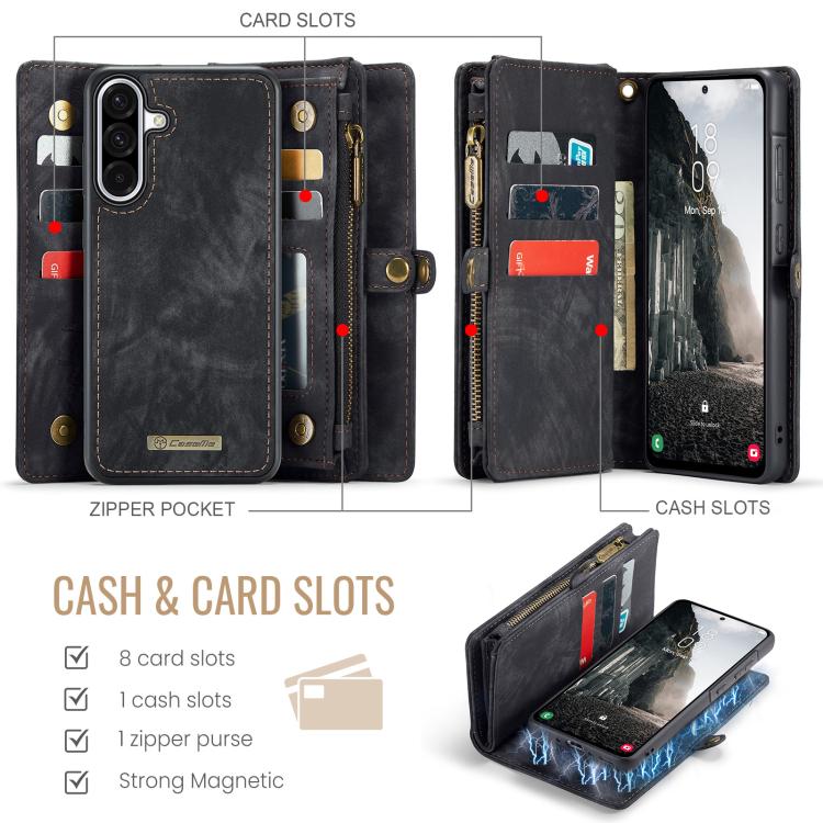 For Samsung Galaxy A36 5G CaseMe 008 Detachable Multifunctional Leather Phone Case