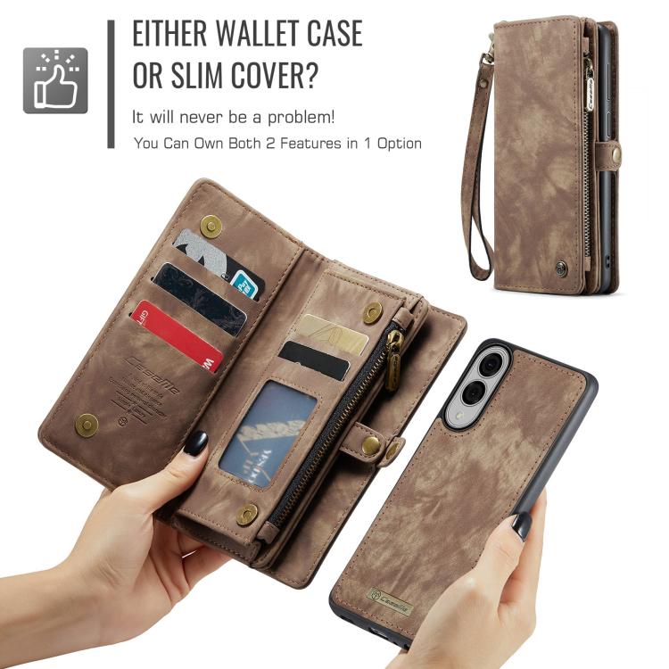 For Samsung Galaxy S25 Edge 5G CaseMe 008 Detachable Multifunctional Leather Phone Case