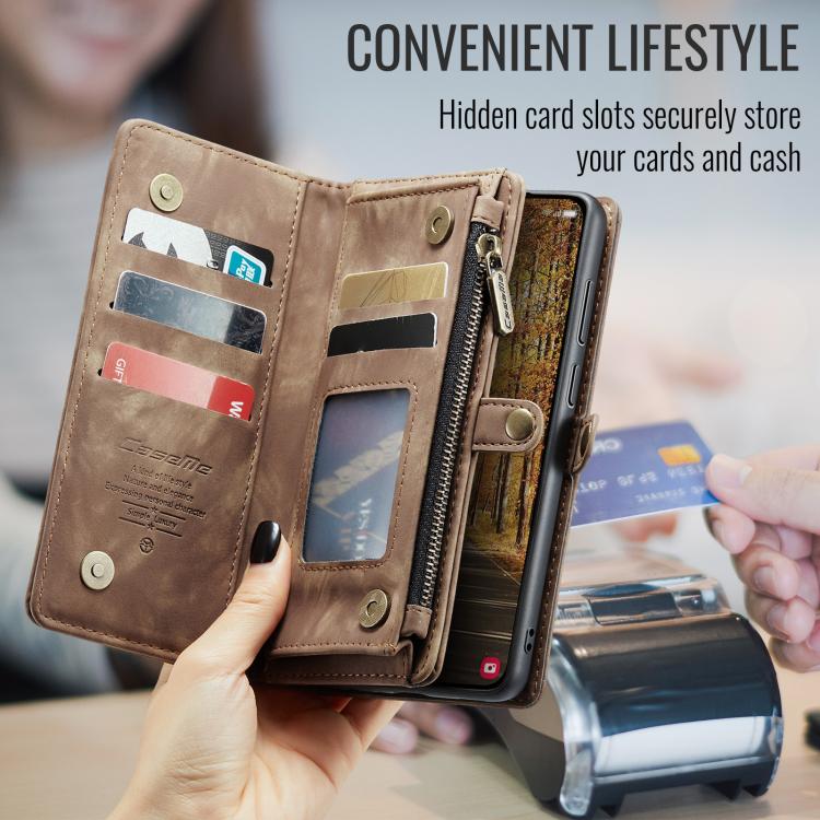 For Samsung Galaxy S25 Edge 5G CaseMe 008 Detachable Multifunctional Leather Phone Case