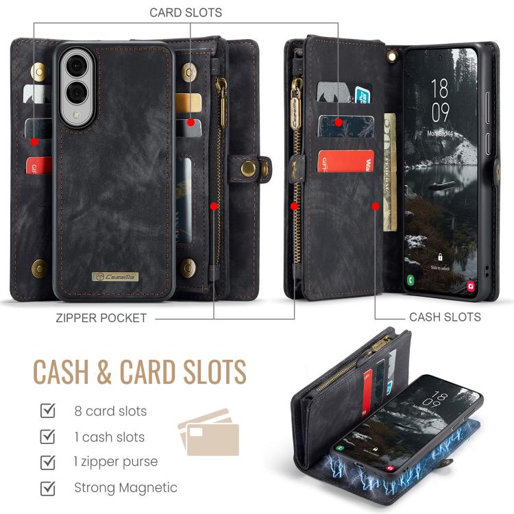 For Samsung Galaxy S25 Edge 5G CaseMe 008 Detachable Multifunctional Leather Phone Case
