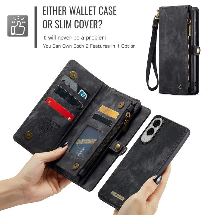 For Samsung Galaxy S25 Edge 5G CaseMe 008 Detachable Multifunctional Leather Phone Case