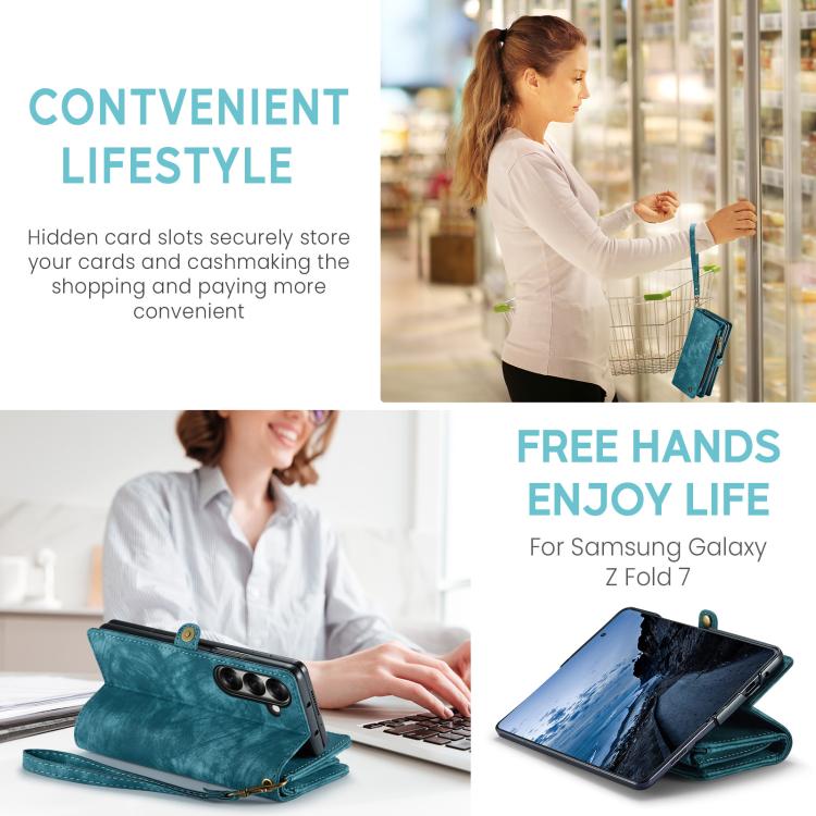 For Samsung Galaxy Z Fold7 CaseMe 008 Detachable Multifunctional Leather Phone Case