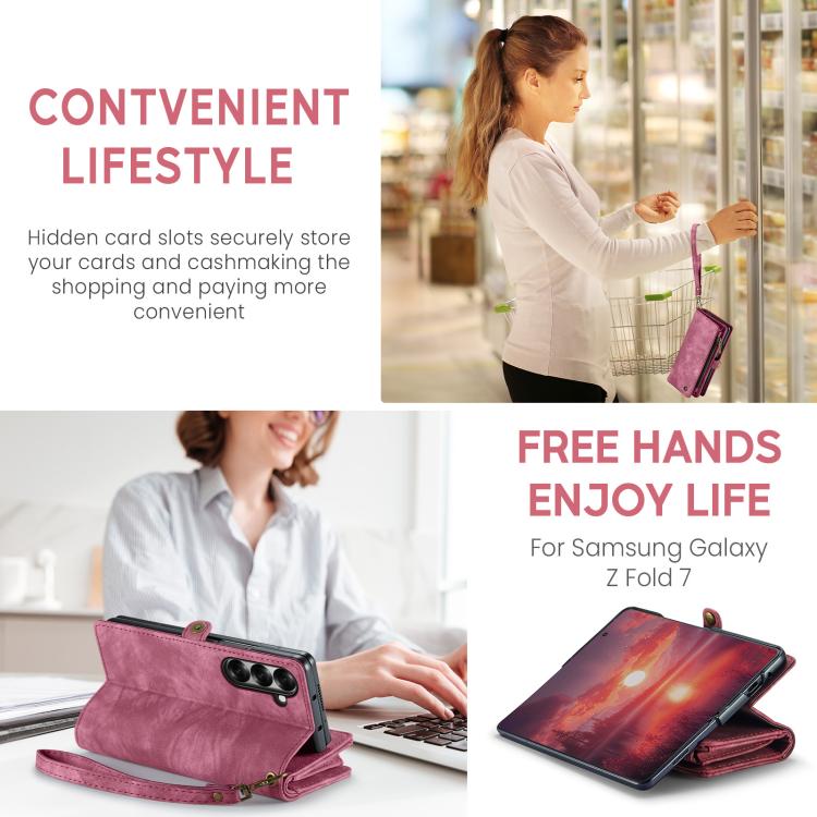 For Samsung Galaxy Z Fold7 CaseMe 008 Detachable Multifunctional Leather Phone Case