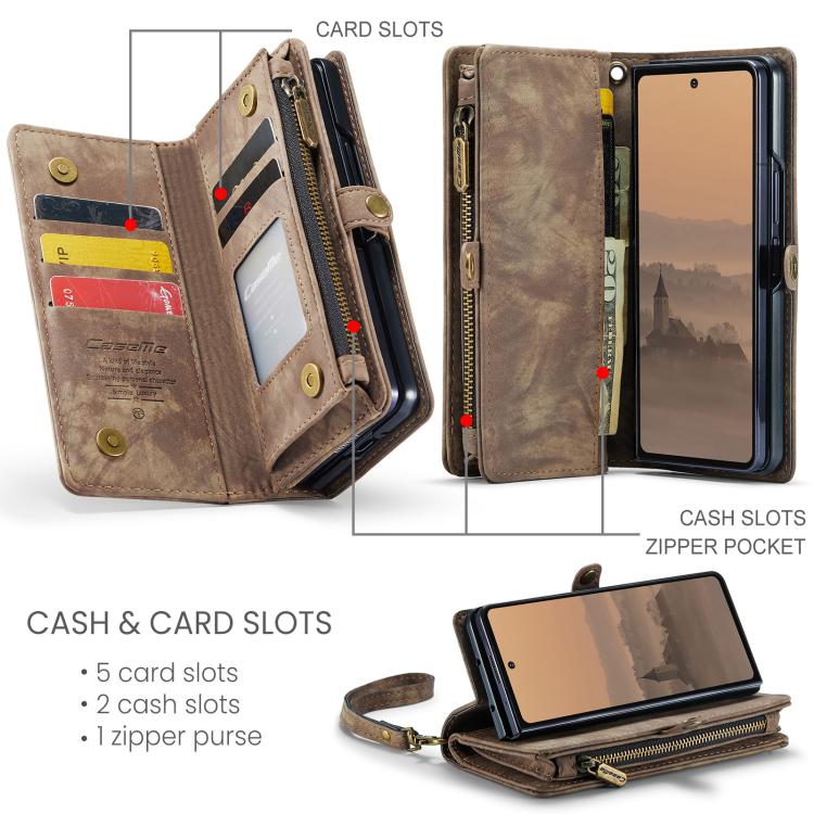 For Samsung Galaxy Z Fold7 CaseMe 008 Detachable Multifunctional Leather Phone Case