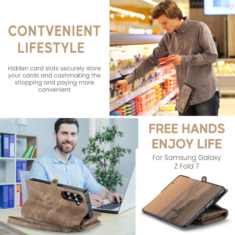 For Samsung Galaxy Z Fold7 CaseMe 008 Detachable Multifunctional Leather Phone Case