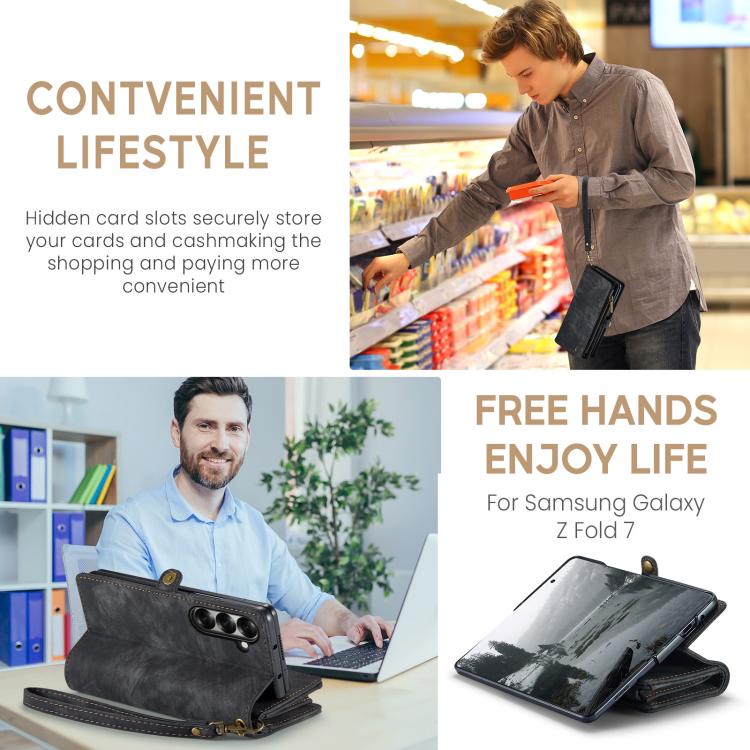 For Samsung Galaxy Z Fold7 CaseMe 008 Detachable Multifunctional Leather Phone Case