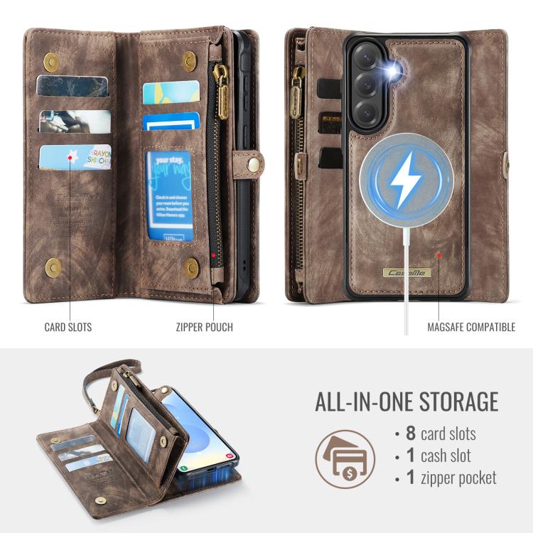 For Samsung Galaxy S26+ 5G CaseMe 008 Detachable Multifunctional Leather Phone Case