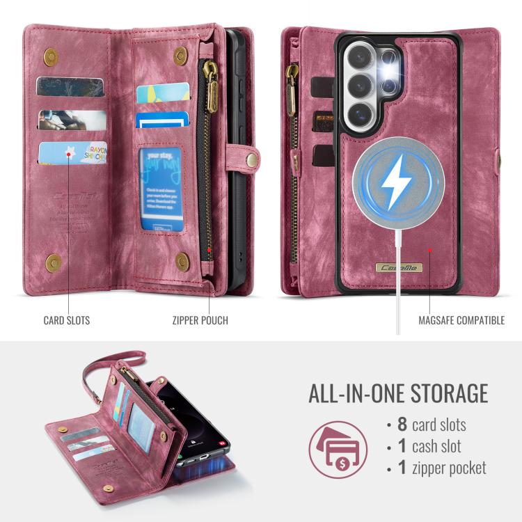 For Samsung Galaxy S26 Ultra 5G CaseMe 008 Detachable Multifunctional Leather Phone Case
