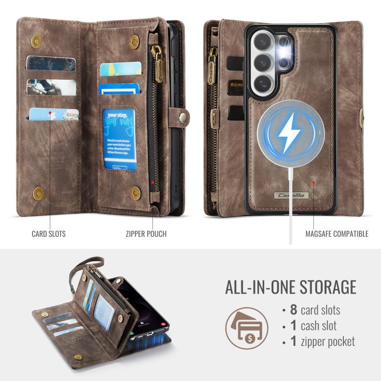 For Samsung Galaxy S26 Ultra 5G CaseMe 008 Detachable Multifunctional Leather Phone Case