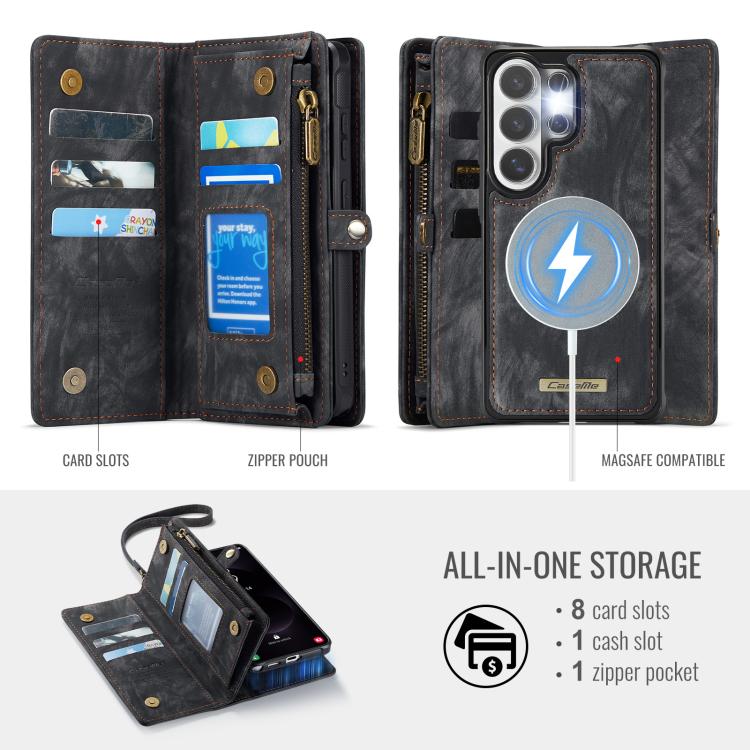 For Samsung Galaxy S26 Ultra 5G CaseMe 008 Detachable Multifunctional Leather Phone Case
