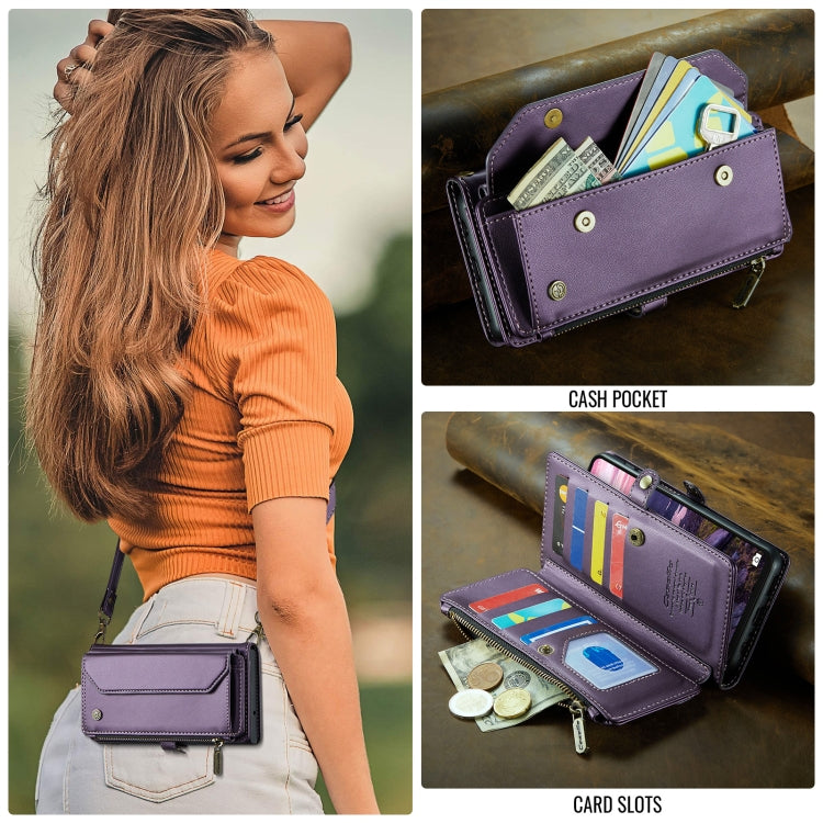 For Samsung Galaxy A16 5G CaseMe C36 Card Slots Zipper Wallet RFID Anti-theft Leather Phone Case