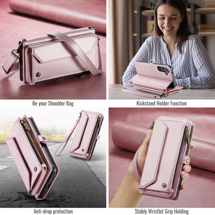 For Samsung Galaxy S25+ 5G CaseMe C36 Card Slots Zipper Wallet RFID Anti-theft Leather Phone Case