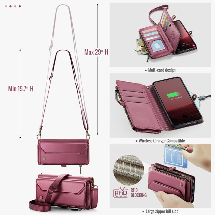 For Samsung Galaxy S25+ 5G CaseMe C36 Card Slots Zipper Wallet RFID Anti-theft Leather Phone Case