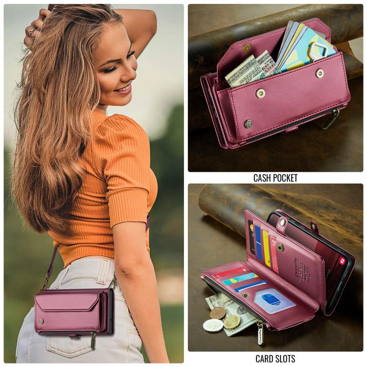 For Samsung Galaxy S25+ 5G CaseMe C36 Card Slots Zipper Wallet RFID Anti-theft Leather Phone Case