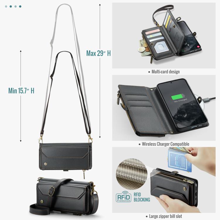 For Samsung Galaxy S25+ 5G CaseMe C36 Card Slots Zipper Wallet RFID Anti-theft Leather Phone Case