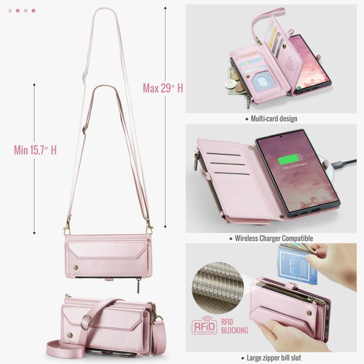 For Samsung Galaxy S25 Ultra 5G CaseMe C36 Card Slots Zipper Wallet RFID Anti-theft Leather Phone Case