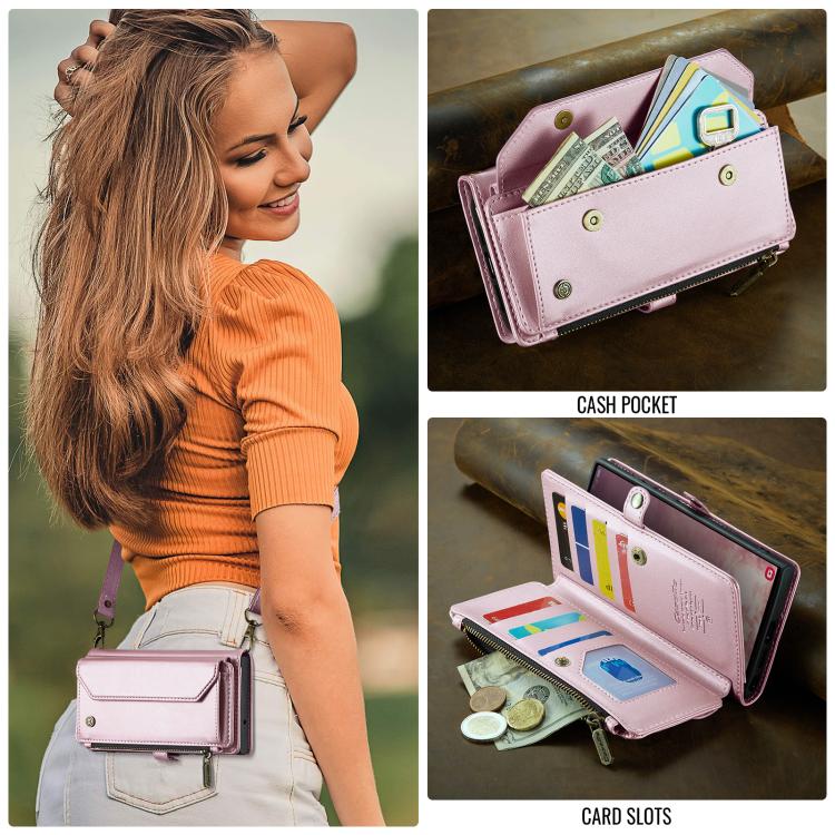 For Samsung Galaxy S25 Ultra 5G CaseMe C36 Card Slots Zipper Wallet RFID Anti-theft Leather Phone Case