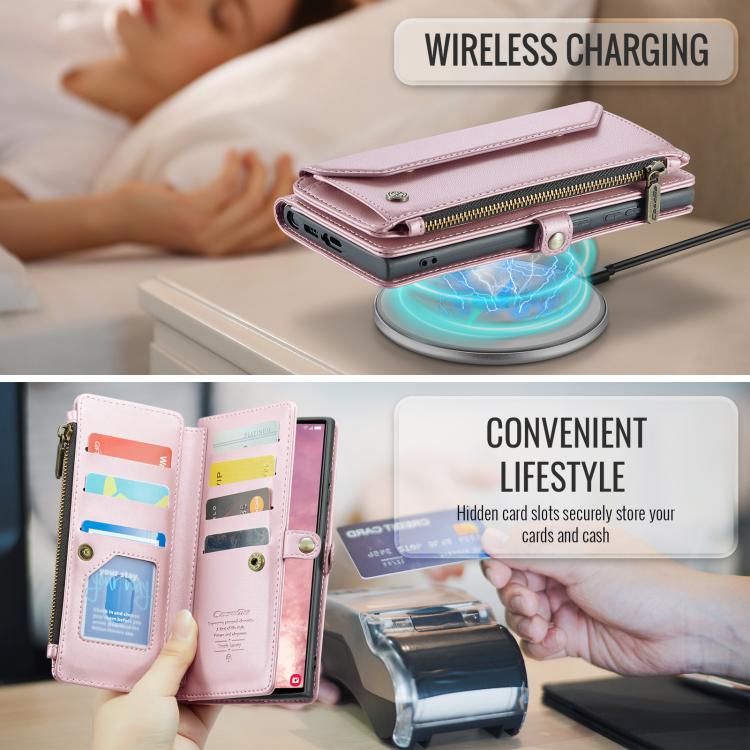 For Samsung Galaxy S25 Ultra 5G CaseMe C36 Card Slots Zipper Wallet RFID Anti-theft Leather Phone Case