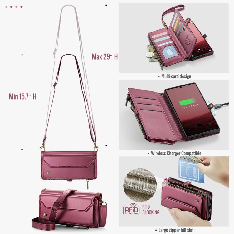 For Samsung Galaxy S25 Ultra 5G CaseMe C36 Card Slots Zipper Wallet RFID Anti-theft Leather Phone Case