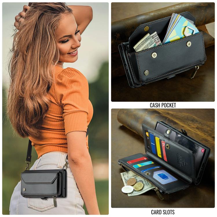 For Samsung Galaxy S25 Ultra 5G CaseMe C36 Card Slots Zipper Wallet RFID Anti-theft Leather Phone Case